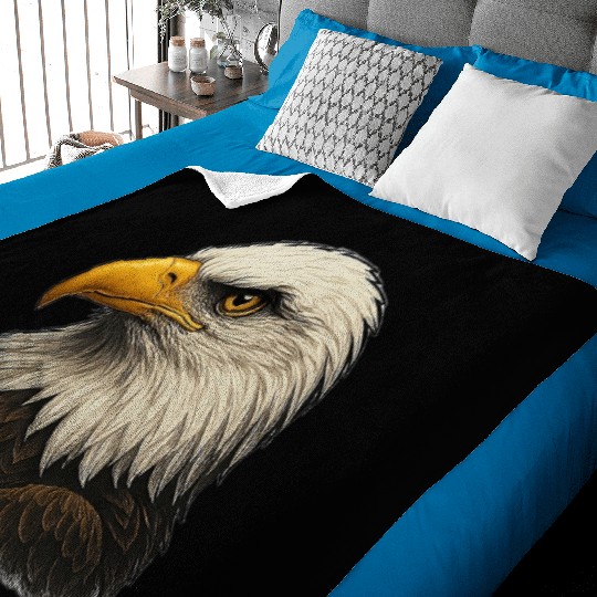 Majestic Bald Eagle Head Illustration Baby Blankets