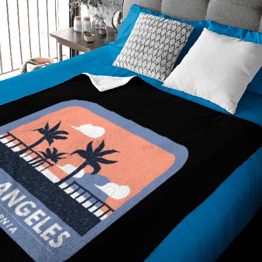 Los Angeles California Retro Skyline Design Baby Blankets