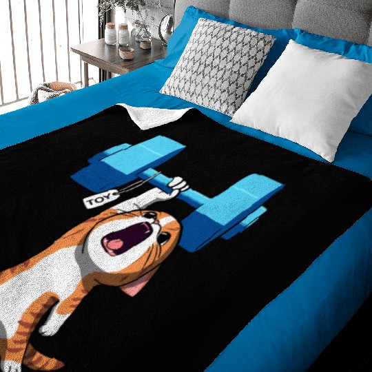 Workout Strength! Tiny Warrior Cat Huge Muscles. Baby Blankets