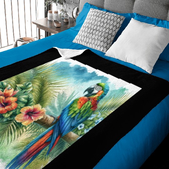 Majestic Macaw Parrot Baby Blankets