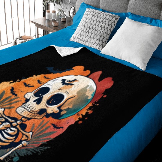 Sunset Skeleton with Retro Vibe Baby Blankets