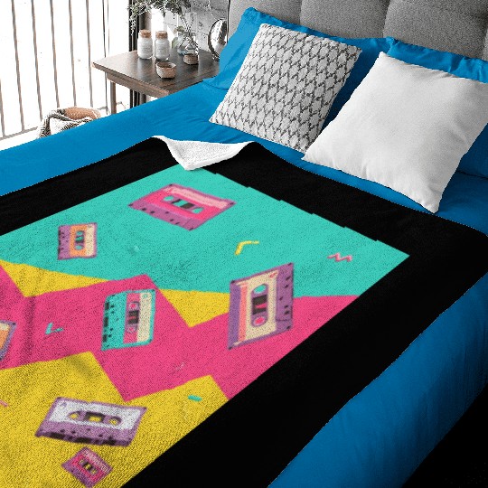 Retro Cassette Tape Pattern Baby Blankets