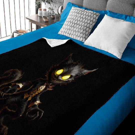 Demonic Cat Gentleman – Creepy Grinning Beast Baby Blankets