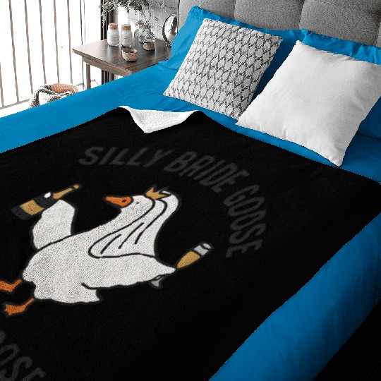 Embroidered Silly Goose Bride Funny Goose Lover Baby Blankets