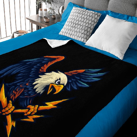 Bald Eagle with Lightning Bolts Baby Blankets Design