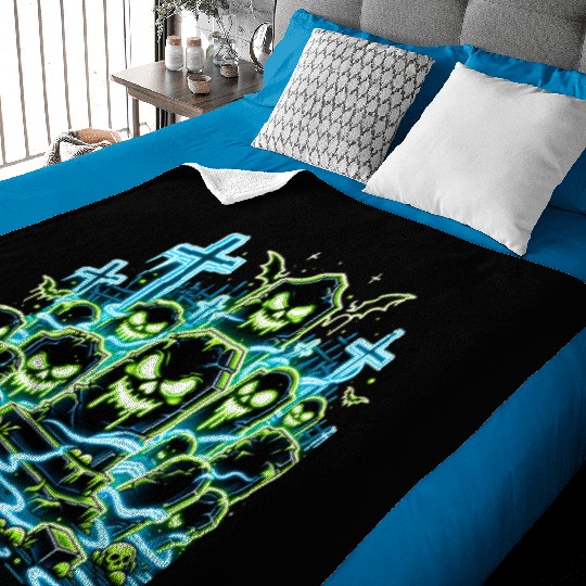 Neon Tomb Uprising – Glowing Graveyard Ghouls Baby Blankets