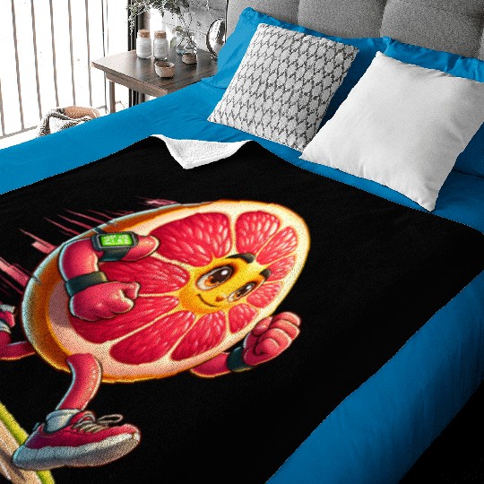 Running Grapefruit Power – Sporty Citrus in Motion Baby Blankets