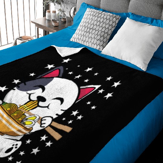 Cat Ramen Japanese Funny Japanese Kawaii Black Cat Baby Blankets
