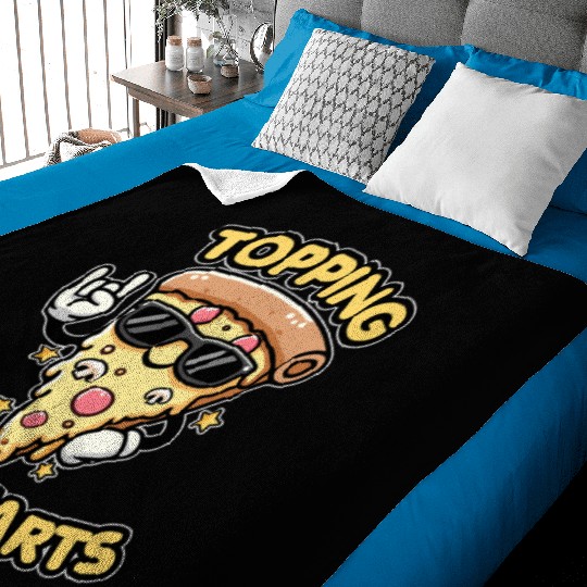 Kawaii Chibi Pizza Topping the Charts fun Food Pun Baby Blankets