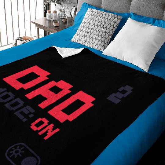Dad Mode On Retro Gamer Dad Pixel Art Design Baby Blankets