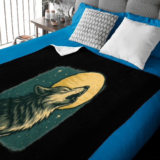 Lone wolf howl at the moon Baby Blankets
