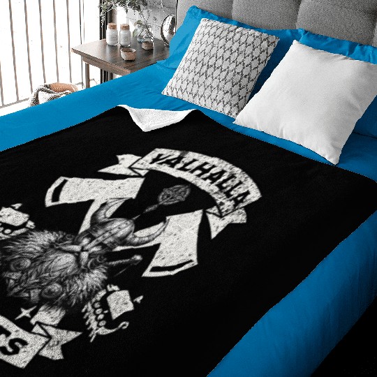 Valhalla Awaits - Viking Warrior Design Baby Blankets