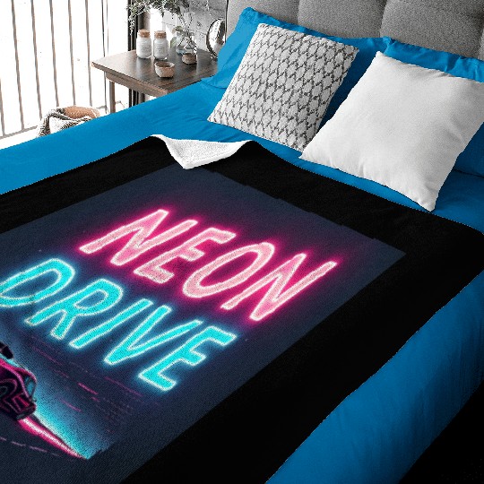 Neon Drive - Retro Synthwave Design Baby Blankets