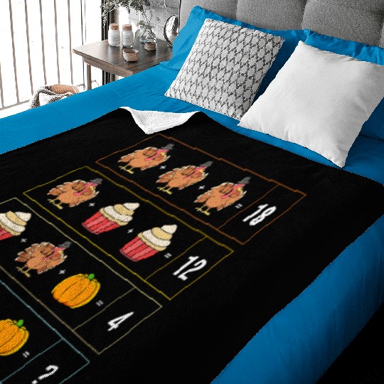 Thanksgiving Teacher Math Turkey Baby Blankets