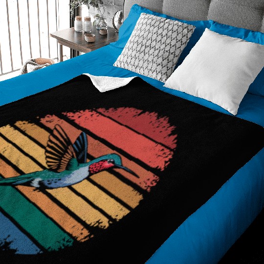 Retro Vintage Hummingbird Lover Nature Gifts Baby Blankets