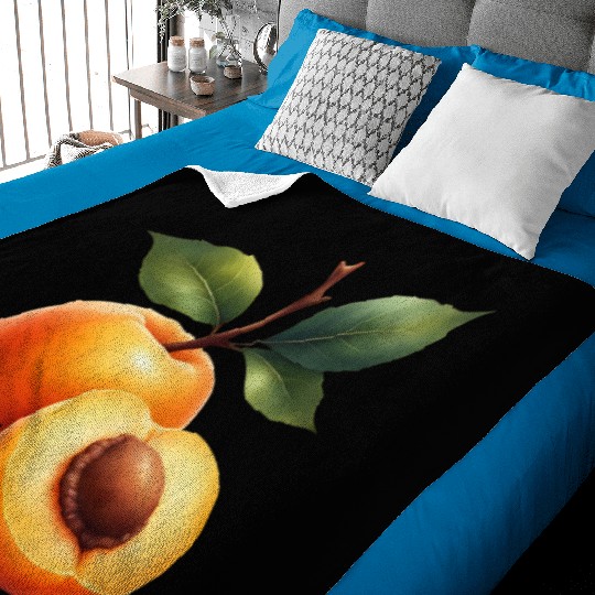 Apricot branch with green leaves Baby Blankets
