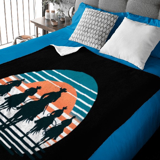 Vintage Cowboy Silhouette Baby Blankets