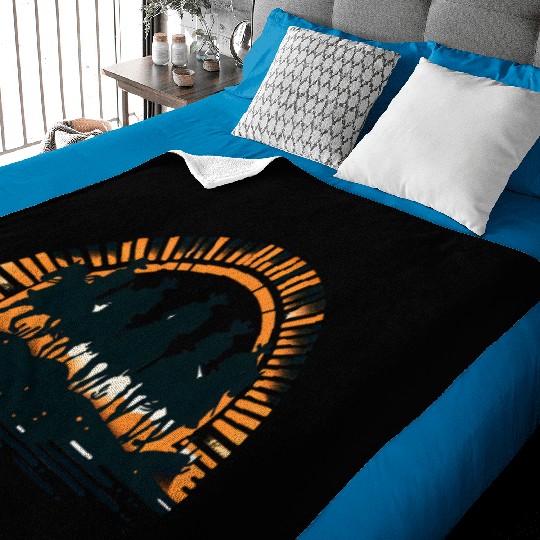 Western Cowboys at Sunset Baby Blankets