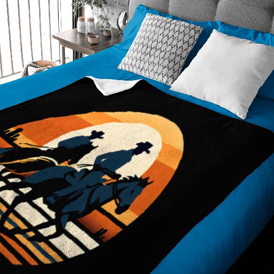 Western Cowboys Silhouette Baby Blankets
