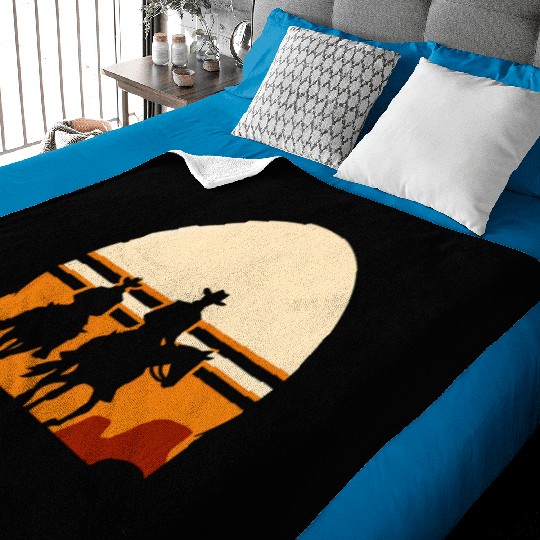 Western Riders: Sunset Silhouette Baby Blankets