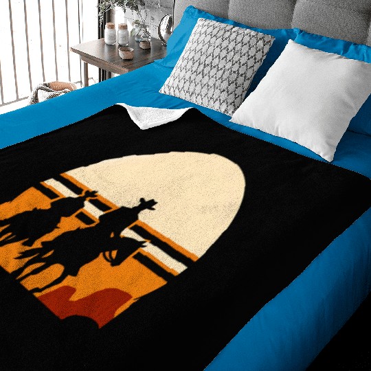 Western Riders: Sunset Silhouette Baby Blankets