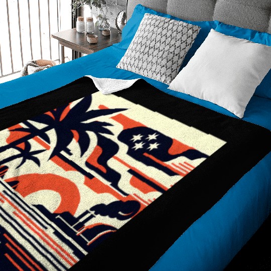 Twilight Palm & Factory Scene Baby Blankets