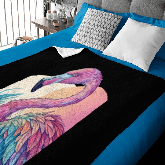 Psychedelic Flamingo Baby Blankets