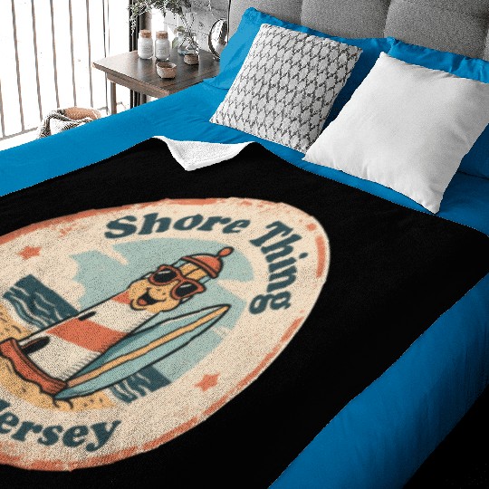Beach Vibes_ New Jersey Shore Lighthouse Vintage Baby Blankets