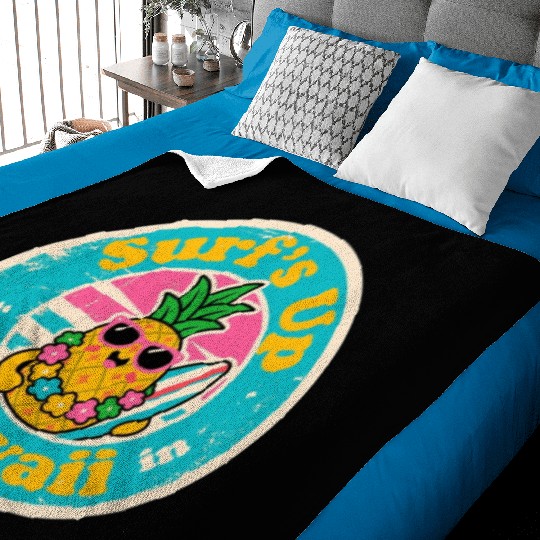 Aloha Vibes Pineapple Surfer Vintage Hawaiian Baby Blankets