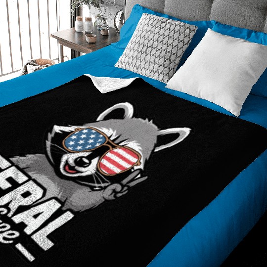 Feral And Free Patriotic Raccoon Baby Blankets