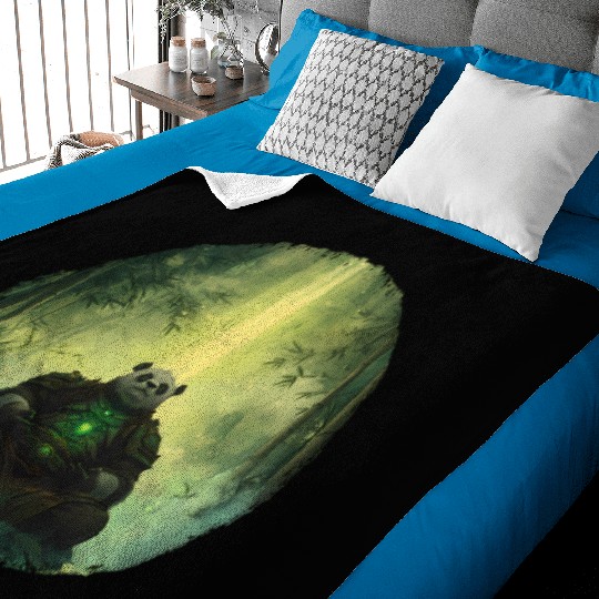 Meditating Panda Monk in a Glowing Bamboo Grove Baby Blankets