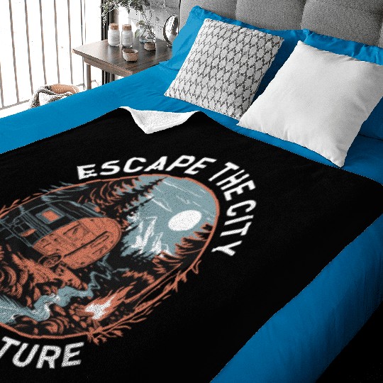 Escape The City Enjoy Nature Camping Adventure Baby Blankets
