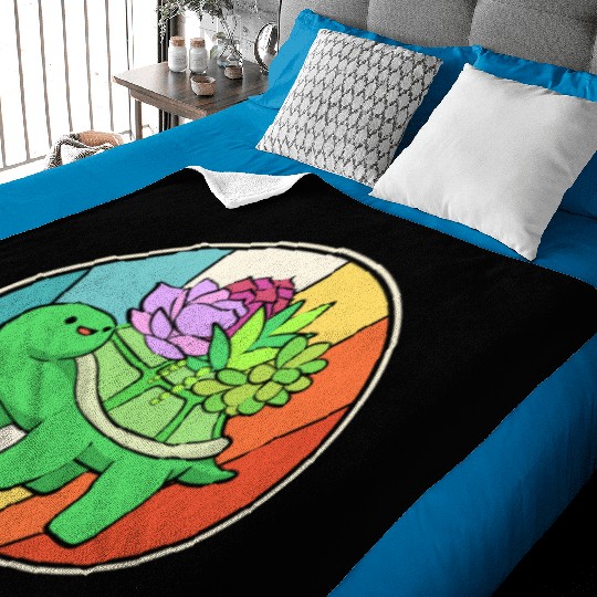Succulent Plant Turtle Baby Blankets