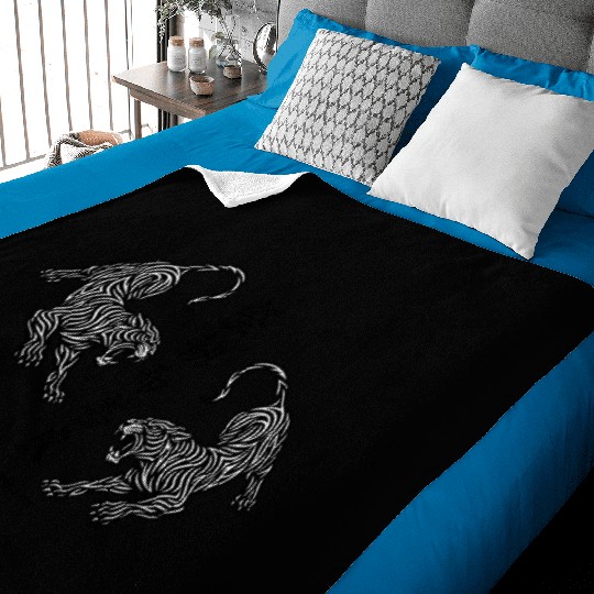 Twin Tigers T Tattoo Baby Blankets