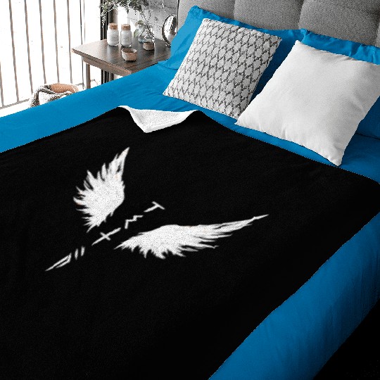 White Angel Wings Symbol with Futuristic Tribal Baby Blankets