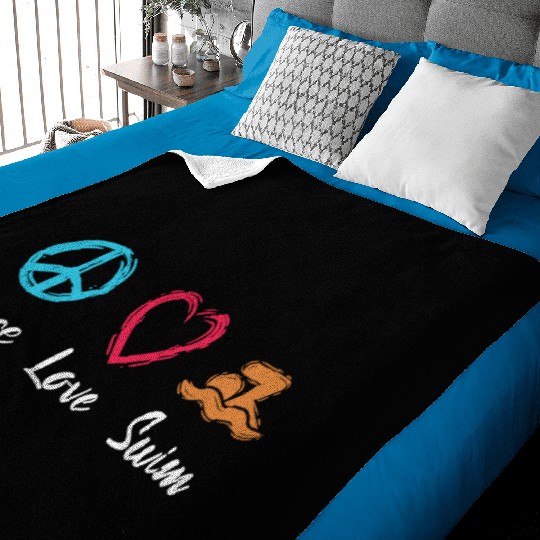 Peace Love Swim Baby Blankets