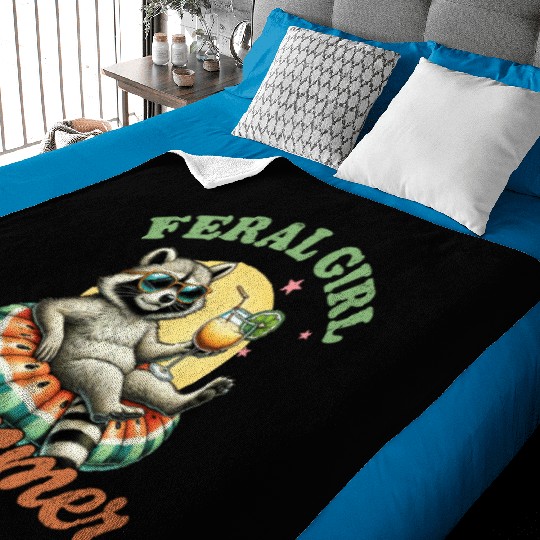 Raccoon Feral Girl Summer Baby Blankets