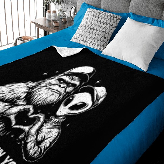 Alien Bigfoot Heart Hands Cryptid Funny Baby Blankets
