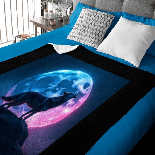Howl of the Neon Moon Baby Blankets