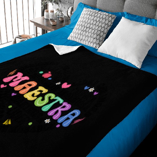 Teacher Maestra Spanish Teacher Heart Baby Blankets