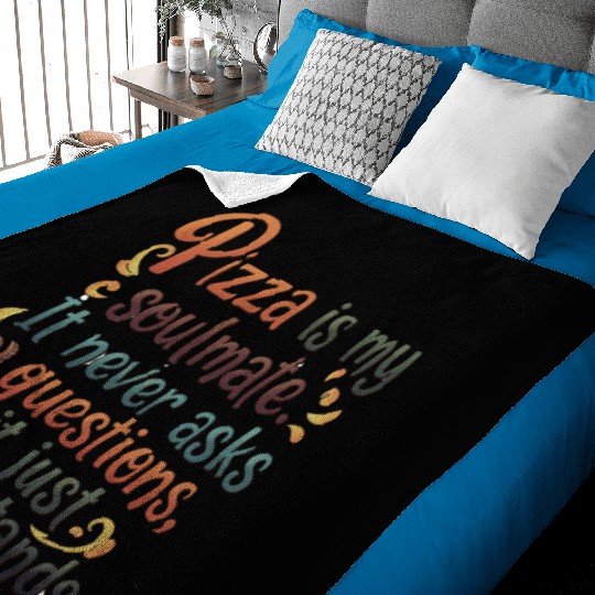 Pizza Soulmate, Funny Pizza Design, Pizza Lovers Baby Blankets