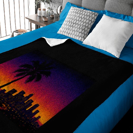 Tokyo Night Skyline Vaporwave Poster Baby Blankets