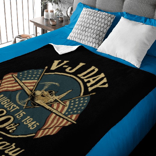 V-J Day 80th Anniversary August 15 1945 Patriotic Baby Blankets