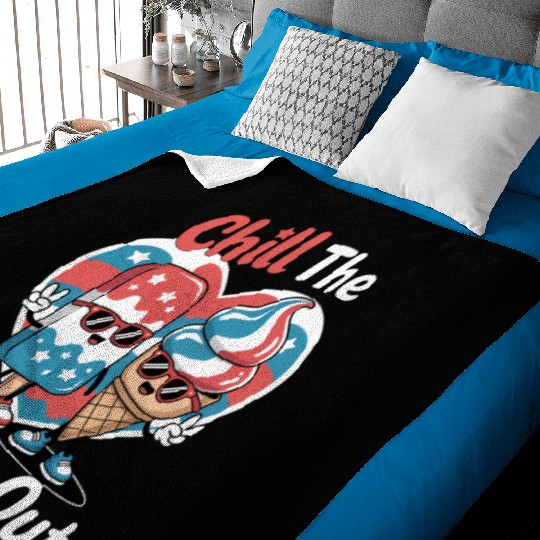Chill The Fourth Out Patriotic Ice Cream Popsic Baby Blankets