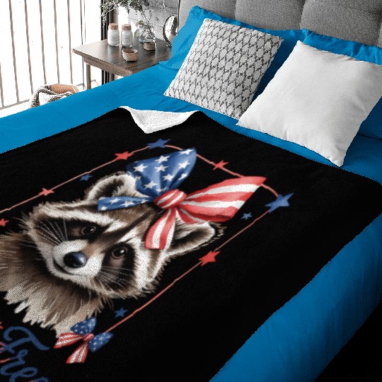 Feral but Free Raccoon Cute USA Baby Blankets