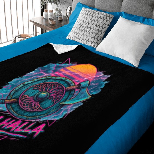 Viking Valhalla Norse Retro Vaporwave Baby Blankets