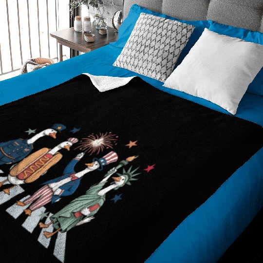 Patriotic Goose 4th of July Silly Goose Baby Blankets