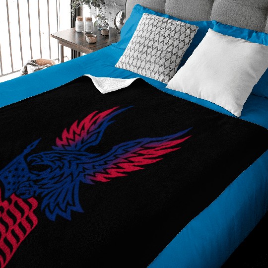 Patriotic Eagle with USA Flag 4th of July Baby Blankets