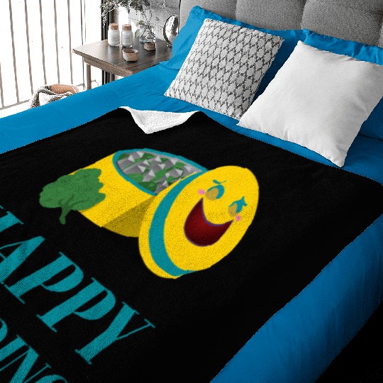 Cheerful Smiling Pills and Broccoli Design Baby Blankets