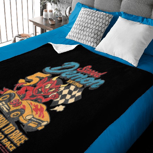 Street Speed Demon – Retro Devil Racer Baby Blankets